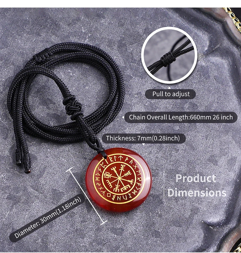 🧭 Natural Crystal Viking Compass Energy Pendant Necklace – Guardian Symbol | Fashion Jewelry for Men & Women
