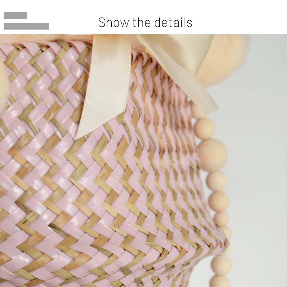 Handmade Boho Striped Wicker Storage Baskets – Collapsible Laundry & Garden Flower Pot Baskets with Patchwork Design