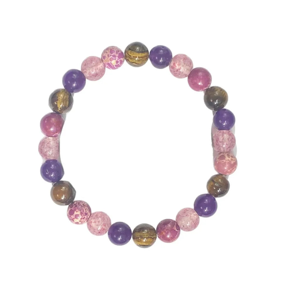 ✨ Bohemian Style Calm Mind Bracelet – Tiger Eye & Rose Quartz Stretch Bracelet – Unisex Natural Stone Jewelry Gift