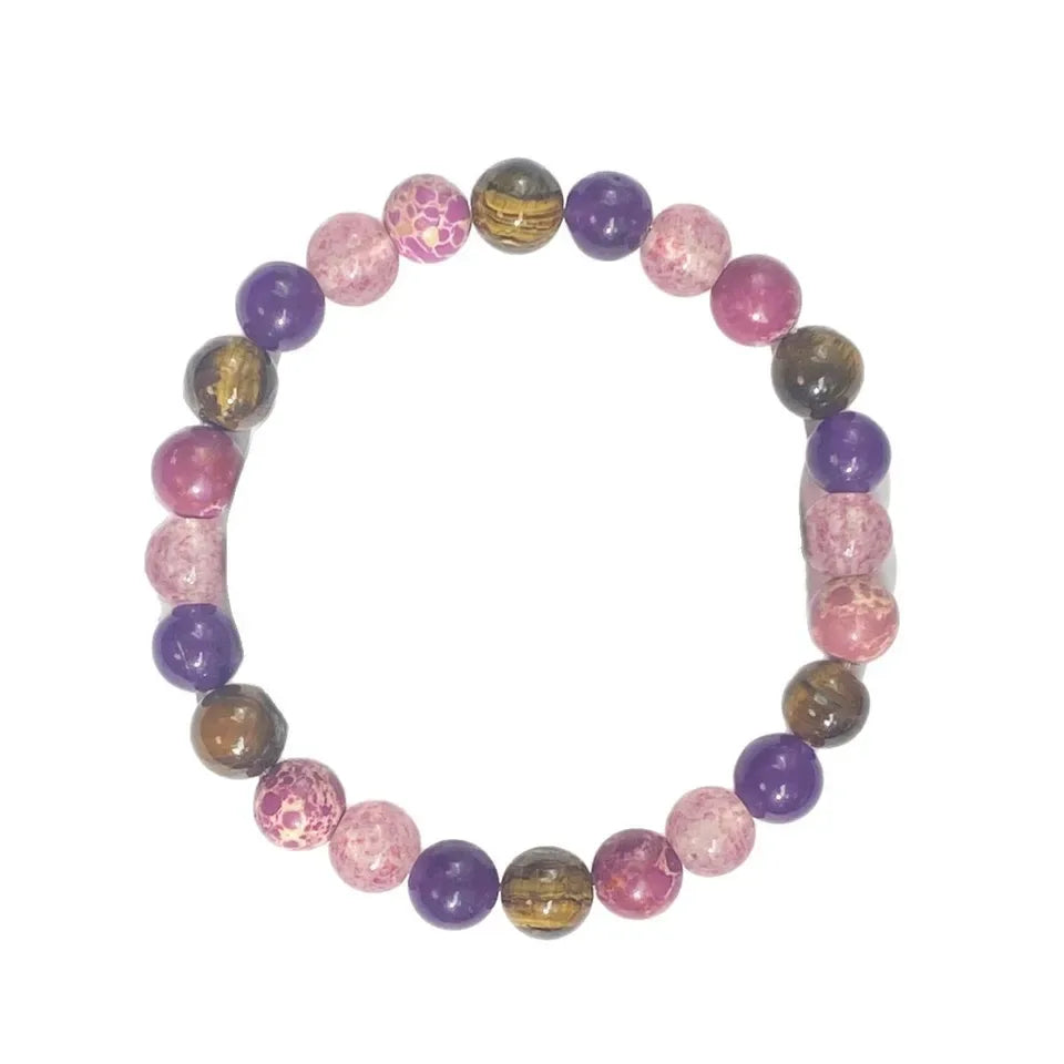 ✨ Bohemian Style Calm Mind Bracelet – Tiger Eye & Rose Quartz Stretch Bracelet – Unisex Natural Stone Jewelry Gift