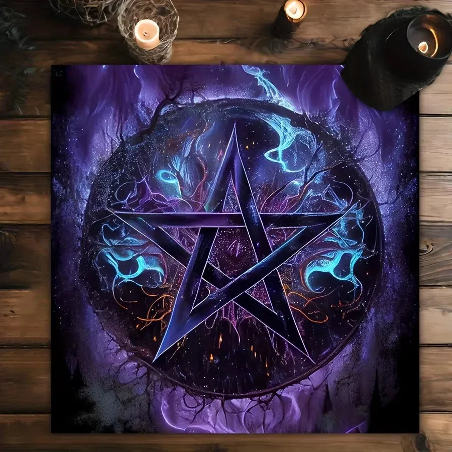 🃏VIKAMA Astrology & Witch Tarot Tablecloth – Celestial Altar Cloth for Home Decor, Christmas, Halloween & Thanksgiving Ritual Decoration