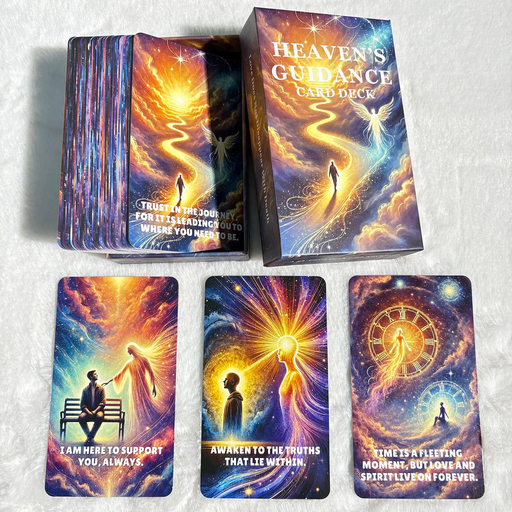 🌟 Heaven Guidance Oracle Cards – 54-Card Deck with Paper Guidebook, English Version for Spiritual Guidance and Fate Divination