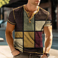 🧱 The Geometric 3D Block Masterpiece: Premium Men's Oversized Vintage Shirt – High-Definition 3D Digital Print, Breathable Short-Sleeve Button-Down, and Sophisticated Streetwear Silhouette J46TF3G202314116