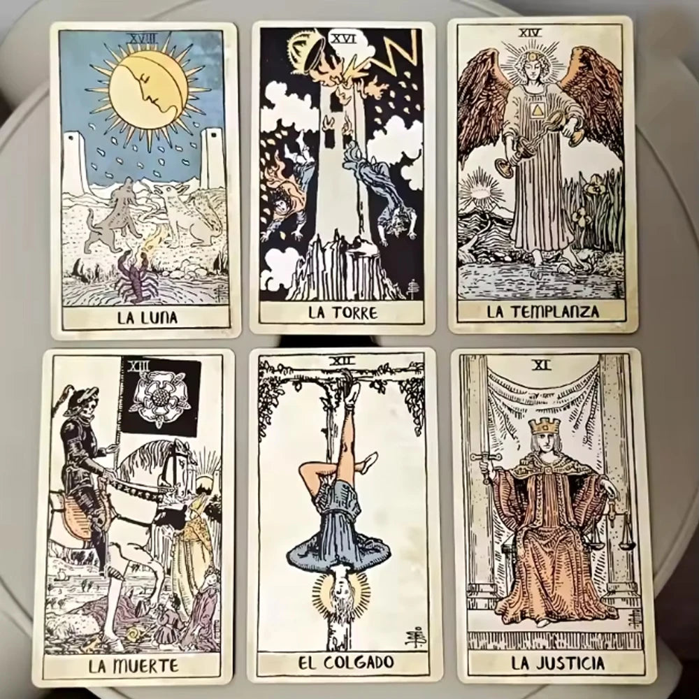 🎴 Tarot Cards Spanish Vintage Tarot Deck Spanish Edition 78pcs﻿ | Suitable for Beginners & Enthusiasts | Birthday Gift & Party Game