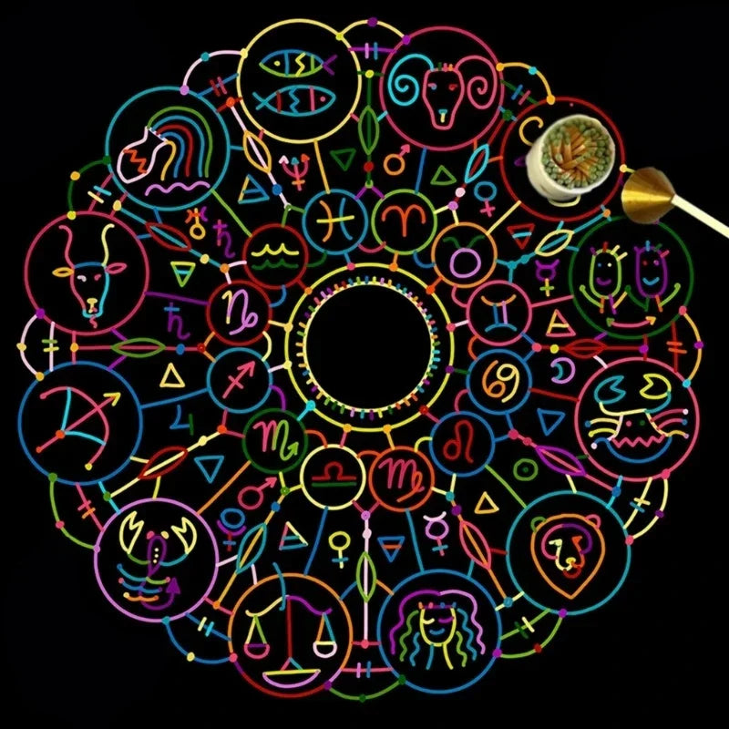 🔥MoonPhases Tarot Card Tablecloth | Astrological Divination Altar Cloth – Mystical Tapestry for Tarot and Spiritual Practice