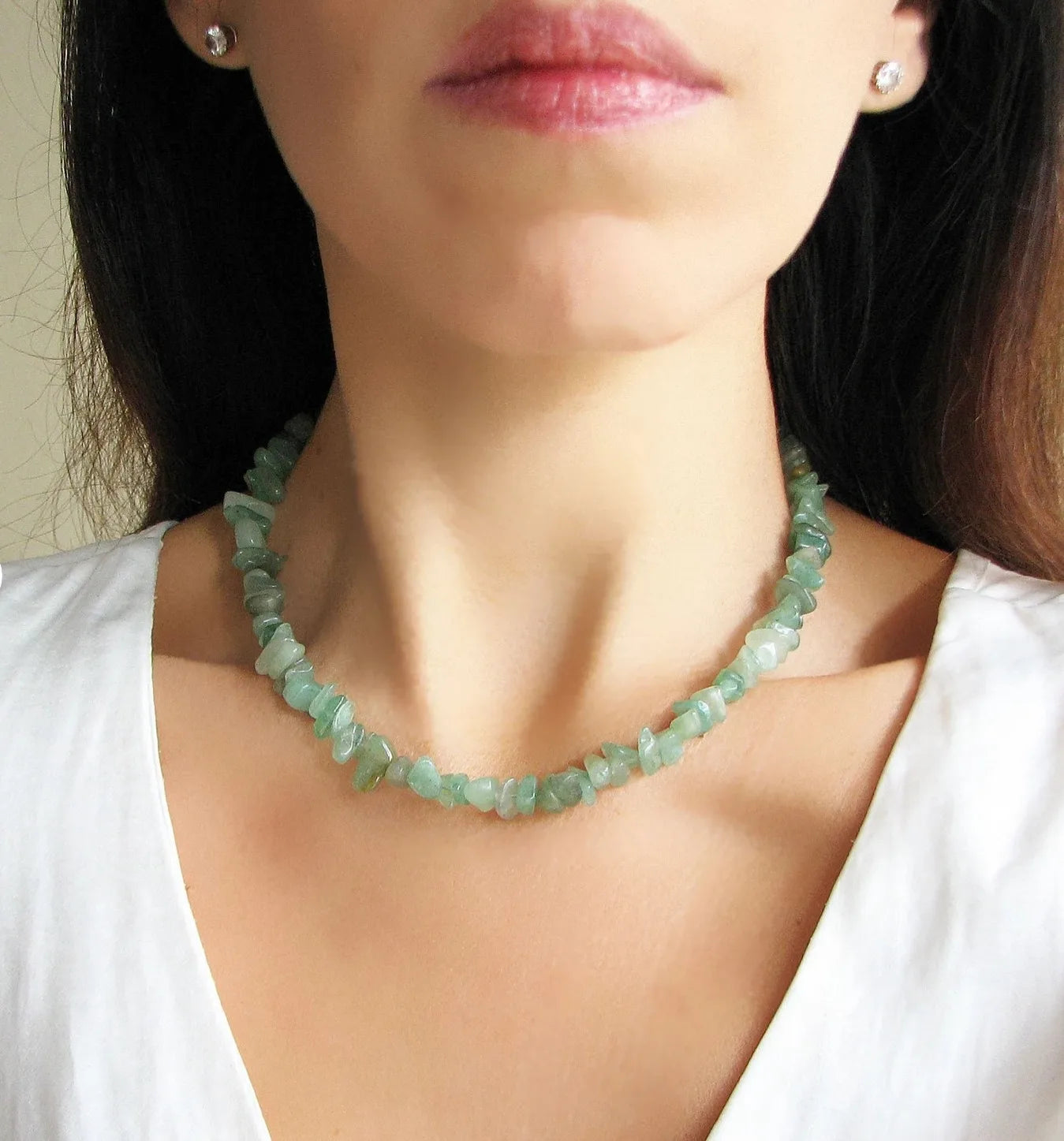 ✨ Turquoise Crystal Beaded Necklace – Perfect 11th Anniversary Gift for Wife – December Birthstone & Chakra Chip Choker A3