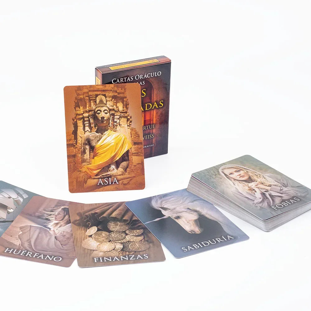 Past Life Oracle Cards - 44-Card Spanish Tarot Deck for Divination and Fortune Telling