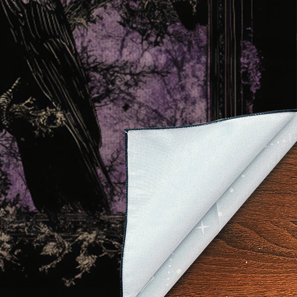 🃏Crow & Moon Phase Tarot Tablecloth – Star Divination Altar Cloth for Runes, Witchcraft Rituals & Mystical Party Game Decor