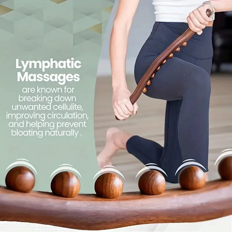 8 Beads Gua Sha Massage Stick – Carbonized Wood Meridian Scraping Therapy Wand for Muscle Relaxation and Acupuncture﻿