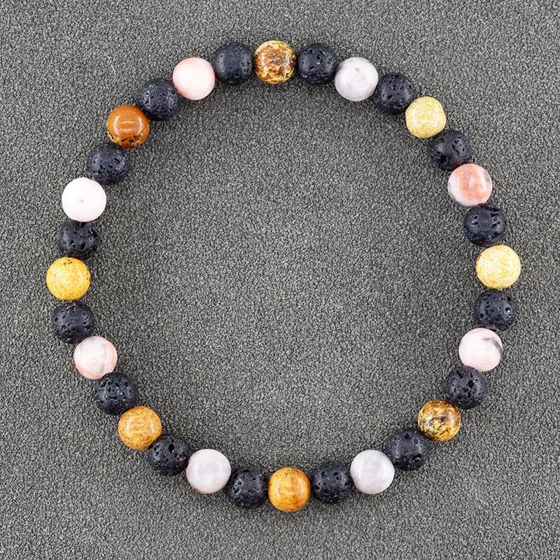 ✨ Natural African Pine Stone Beaded Bracelet – Authentic Picture Stone Bohemian Bangle for Men & Women – Volcanic Elastic Jewelry, Perfect Friendship Gift 2