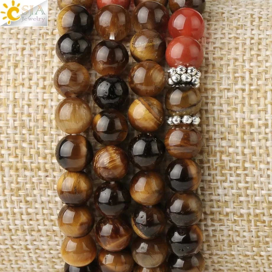 ✨ Tiger Eye 7 Chakras 108 Mala Bracelet – Natural Stone 6mm Beaded Tibetan Buddhist Yoga Jewelry