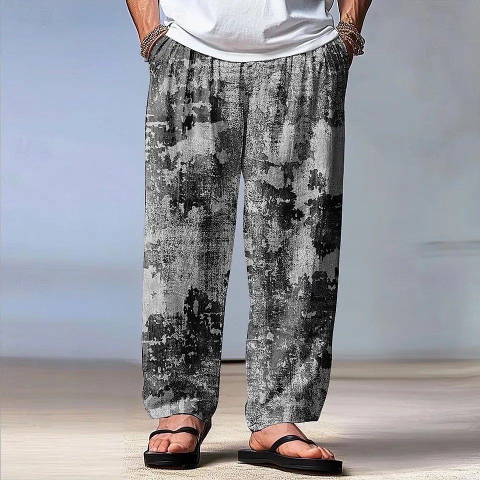 🎨 The Abstract Visionary: Premium Men’s Fall 2025 Wide-Leg Trousers – High-Definition Retro Abstract Graphic Print, Mid-Waist Elastic Drawstring Fit, and Sophisticated Urban-Relaxed Outdoor Lounge Pants