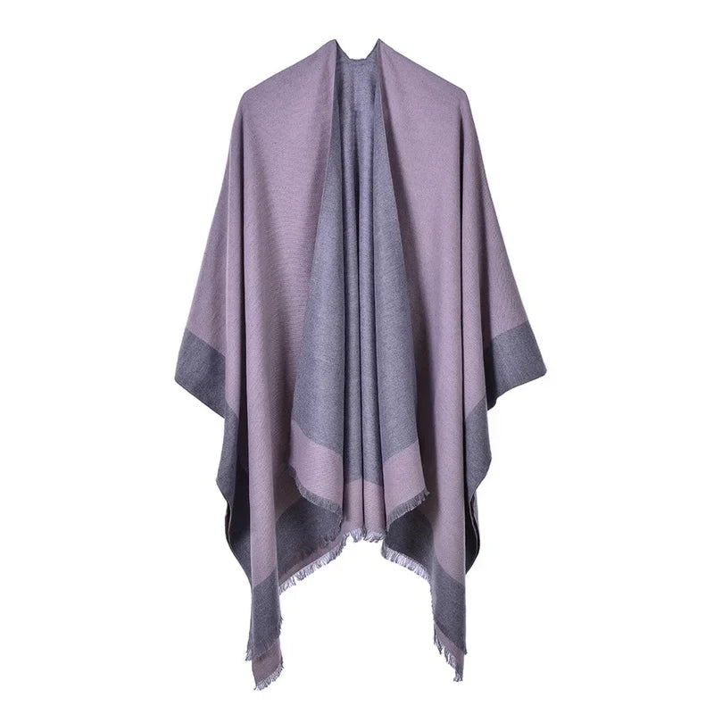 Winter Fashion Poncho Women Capes Scarf Imitation Cashmere Ladies Scarves Warm Shawls Wraps Woman Ponchos Bufanda Mujer Foulard One Size 4-pink