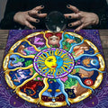 🃏VIKAMA Zodiac Sun Center Tablecloth – Waterproof Starry Sky Astrology Cloth for Metaphysical Divination, Energy Meditation & Mystic Home Decor YLB-558