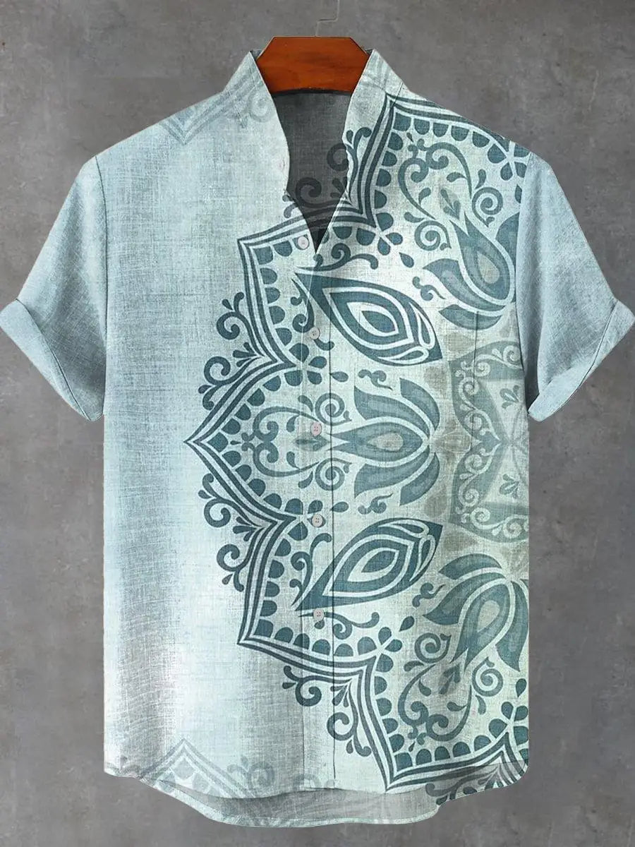 🌍 The Ancestral Totem Heritage Edition: Premium Men’s Retro African Tribal Shirt – High-Definition Digital Print, Breathable Organic Cotton-Linen Blend, and Sophisticated Street-Trend Button-Down SFQQQD1126