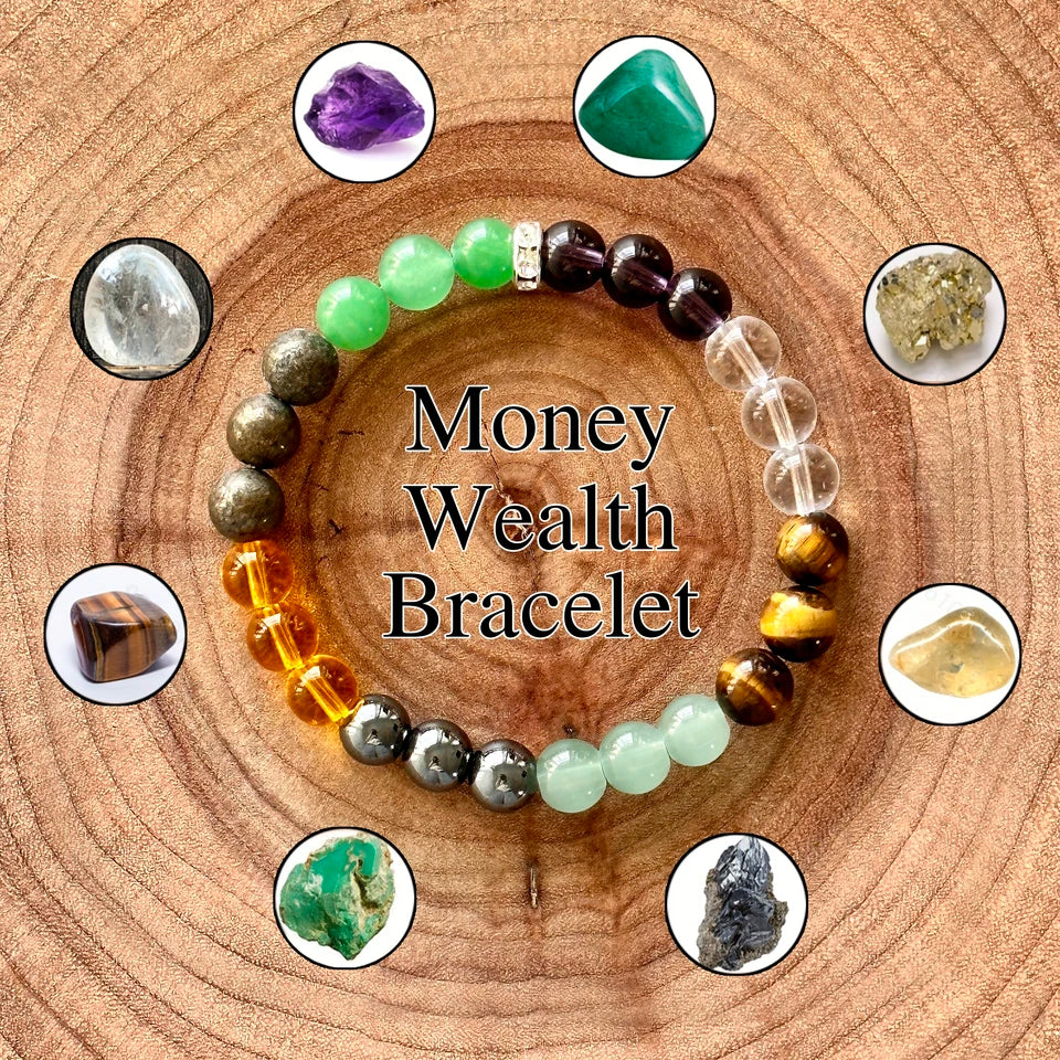 ✨ Money Wealth Bracelet – Vibrant 8-Color Beaded Elastic Bracelet for Prosperity and Style