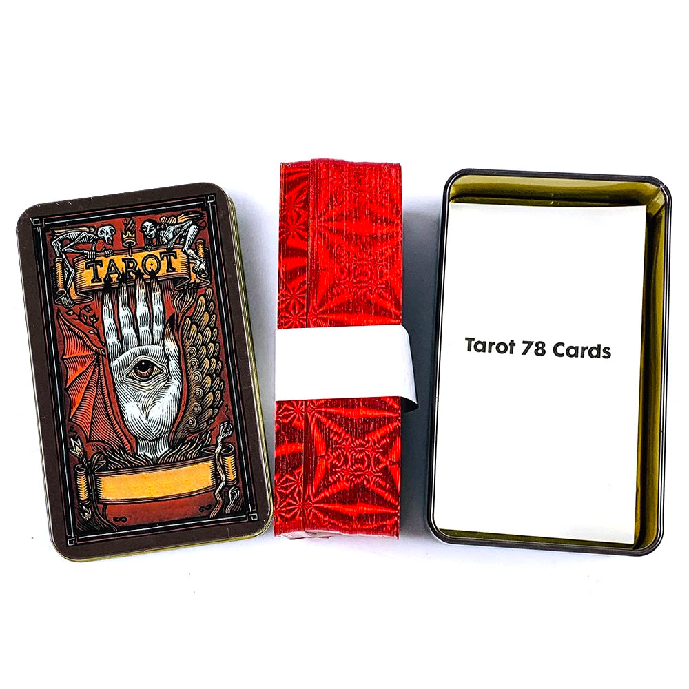 💗 High-Quality Tin Metal Box Tarot Deck – 78 Cards with Gilded Edges & Guidebook