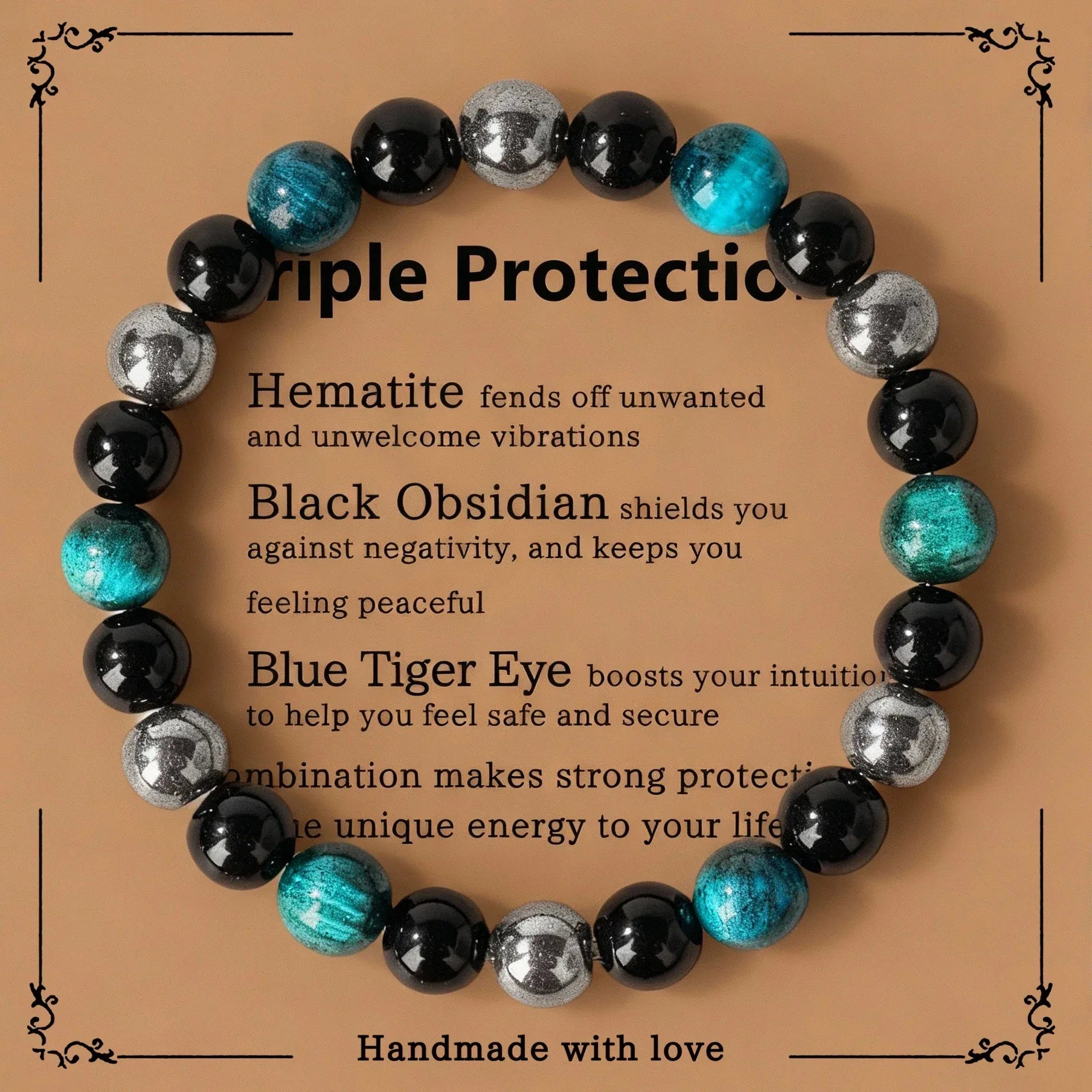 ✨ Classy Autumn & Winter Jewelry – Blue & Yellow Hematite Tiger’s Eye Bracelet – Unique Natural Stone Accessory for Family Banquets L1970-blue
