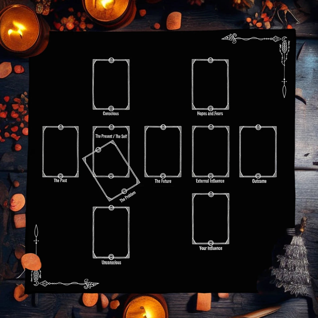 🧿Mystical Sun & Moon Phoenix Tarot Tablecloth – Ice and Fire Phoenix Altar Cloth for Powerful Tarot Readings, Witchcraft & Celestial Home Decor TLB (491)