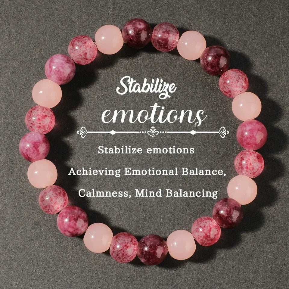 ✨ Cute Autumn & Winter Jewelry – Pink Garnet, Pink Quartz & Strawberry Quartz Bracelet – Natural Stone Gift for Girlfriend