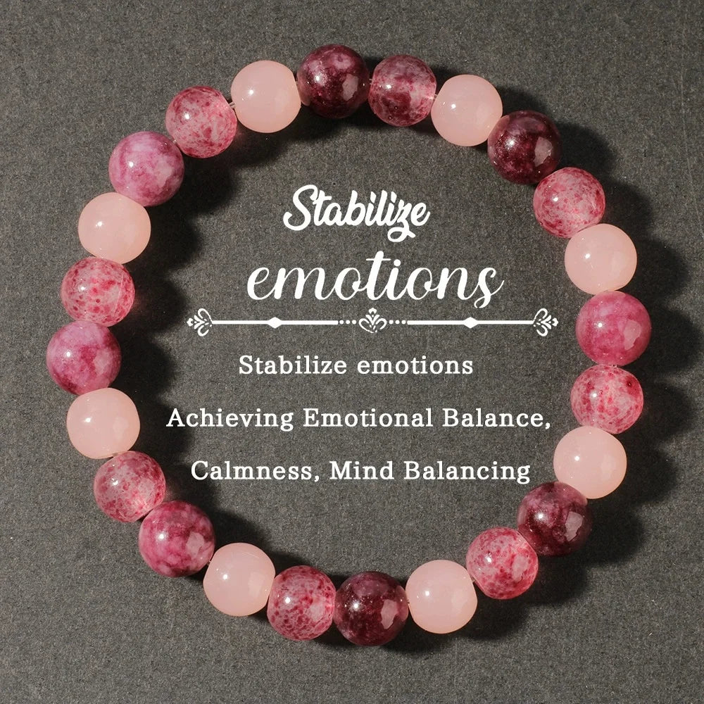 ✨ Cute Autumn & Winter Jewelry – Pink Garnet, Pink Quartz & Strawberry Quartz Bracelet – Natural Stone Gift for Girlfriend