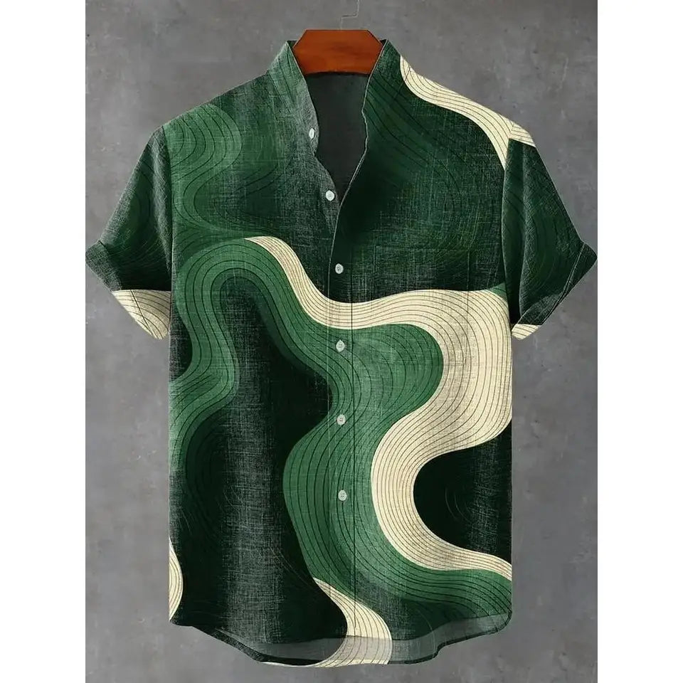 🎉 The Chromatic Horizon 3D Masterpiece: Best-Selling Men's Designer Hawaiian Shirt – High-Definition Multi-Color Print, Breathable Premium Linen-Blend, and Sophisticated Outdoor Party Silhouette