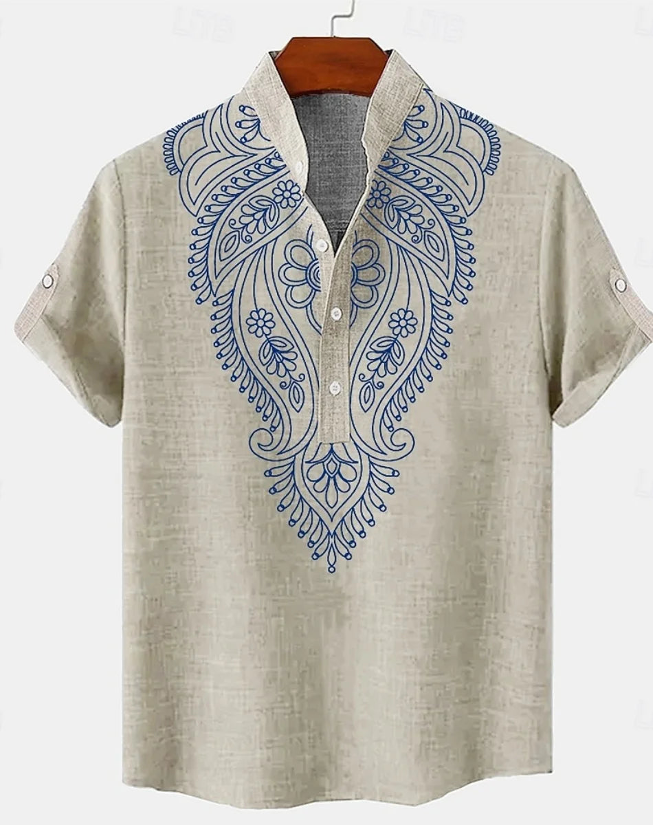 🌿 The Absolute Pure Linen 100%: Men’s Premium Urban-Outdoor Shirt – Short-Sleeve Modern Casual Button-Down, 100% Organic Flax Linen, Ultra-Breathable Performance Streetwear KL9510
