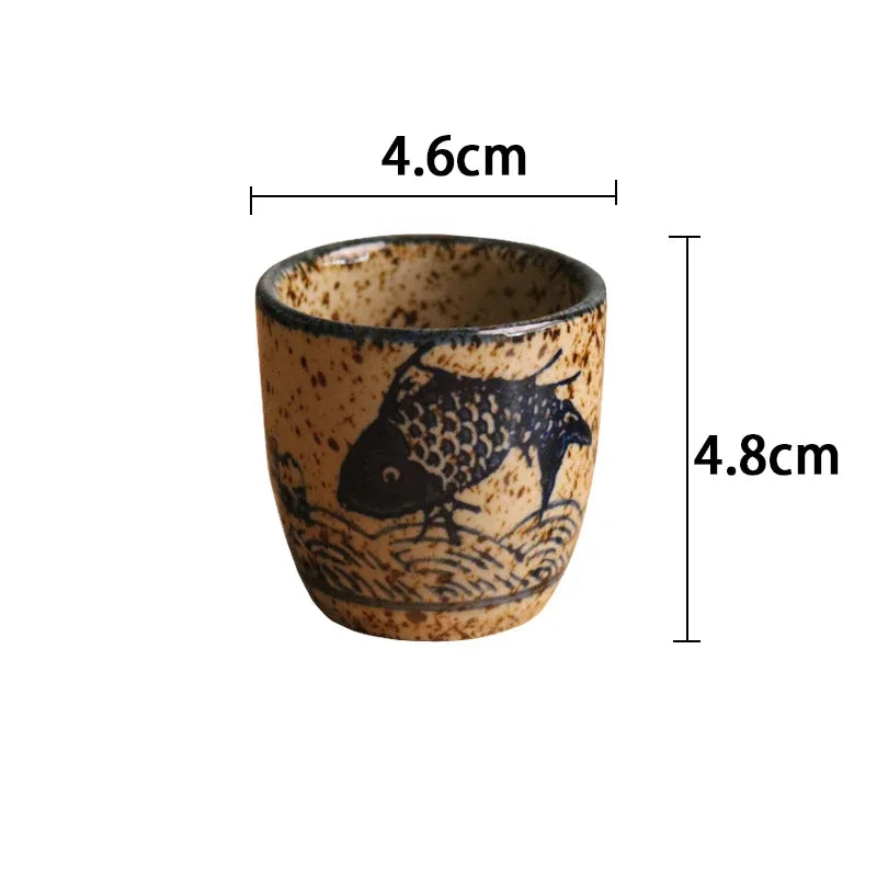 🍶 50ml Japanese-Style Ceramic Antique White Wine Cup – Classic Sake Set, Retro Coffee Cup & Shochu Pot for Home | Free Shipping