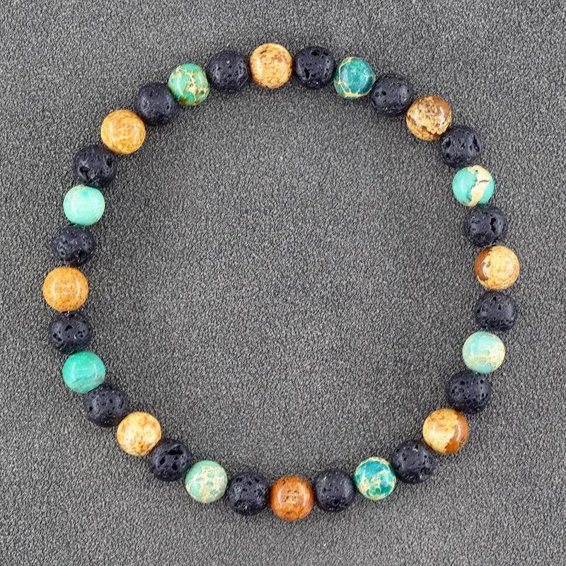✨ Natural African Pine Stone Beaded Bracelet – Authentic Picture Stone Bohemian Bangle for Men & Women – Volcanic Elastic Jewelry, Perfect Friendship Gift 11