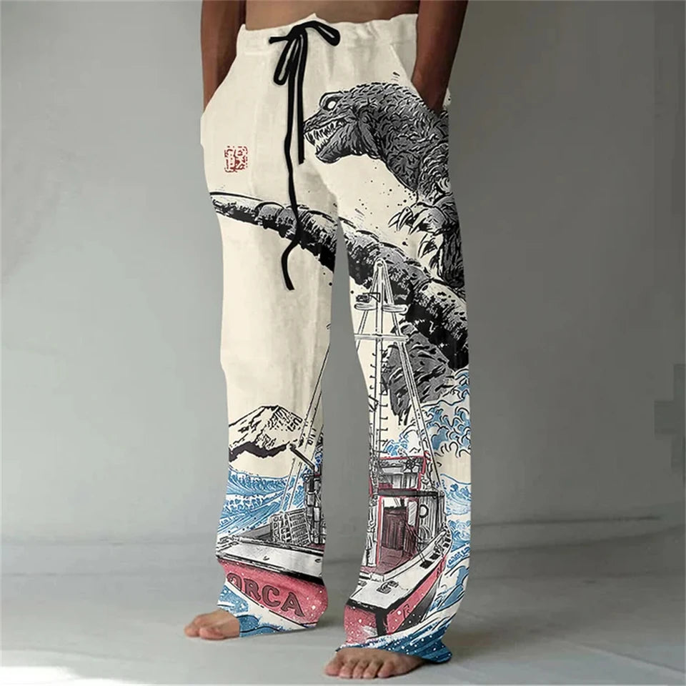 ✨ The Zen Master 3D Bamboo-Infused Linen-Blend Trousers: Premium Men's Casual Loose-Fit Joggers with Hyper-Realistic Nature Prints, Adjustable Drawstring, and Multi-Functional Utility Pockets