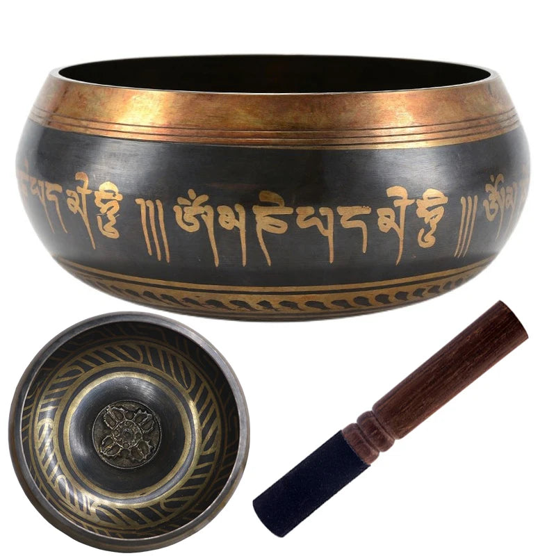 🔔 Tibetan Singing Bowl Set Sound Bowls Meditation Nepal Music Bowl Buddhism for Meditation Yoga Stress Relief Tibet Copper Bowl