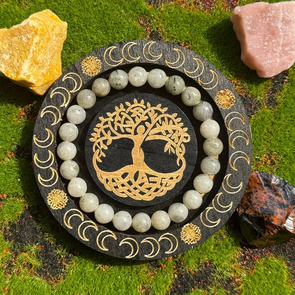 🌑 Mystic Gray Moonstone Bracelet: "Rainbow Light" Edition for Wisdom & Power (Natural Stone)