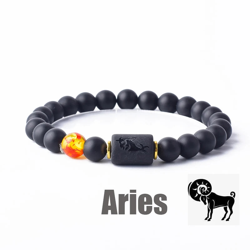 ✨ Zodiac Sign Bracelet Homme 12 Constellation Bangles – Adjustable Unisex Astrology Jewelry | Gemini, Virgo, Leo, Libra & More | Perfect Friendship Gift 34 8mm Beads