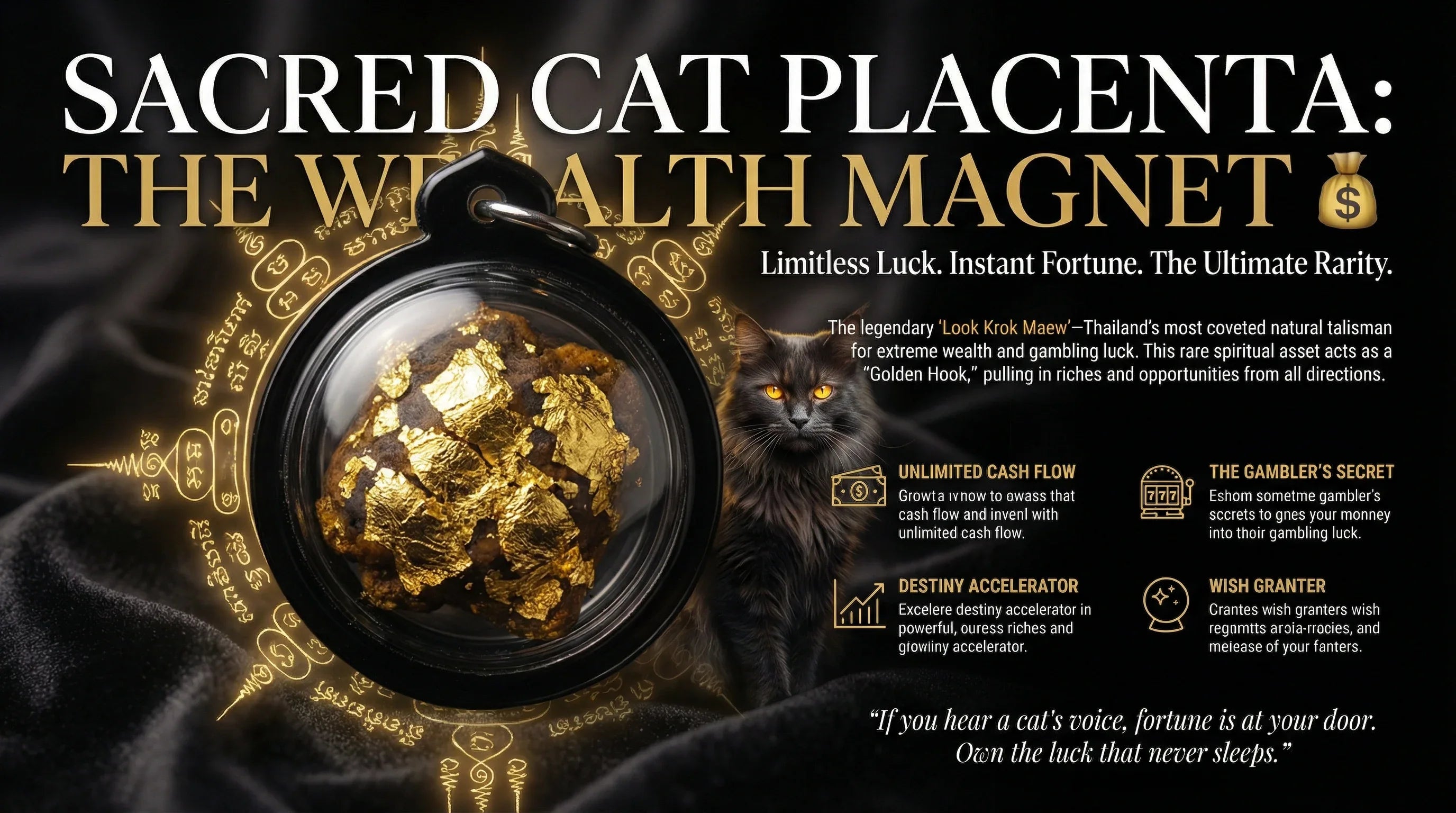 🐱 SACRED CAT PLACENTA: THE WEALTH MAGNET 💰 Unlock the Frequency of Infinite Abundance: Secure Your Legacy with the Ultra-Rare Feline Prosperity Relic