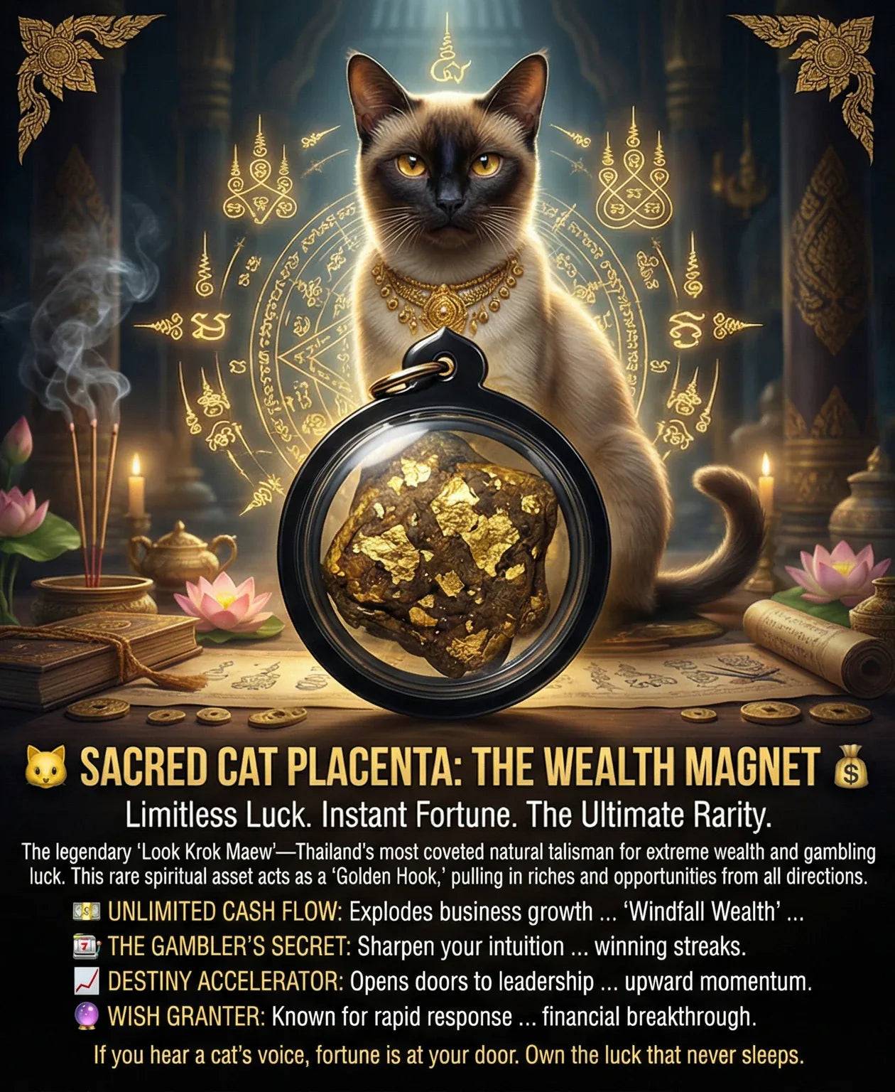 🐱 SACRED CAT PLACENTA: THE WEALTH MAGNET 💰 Unlock the Frequency of Infinite Abundance: Secure Your Legacy with the Ultra-Rare Feline Prosperity Relic