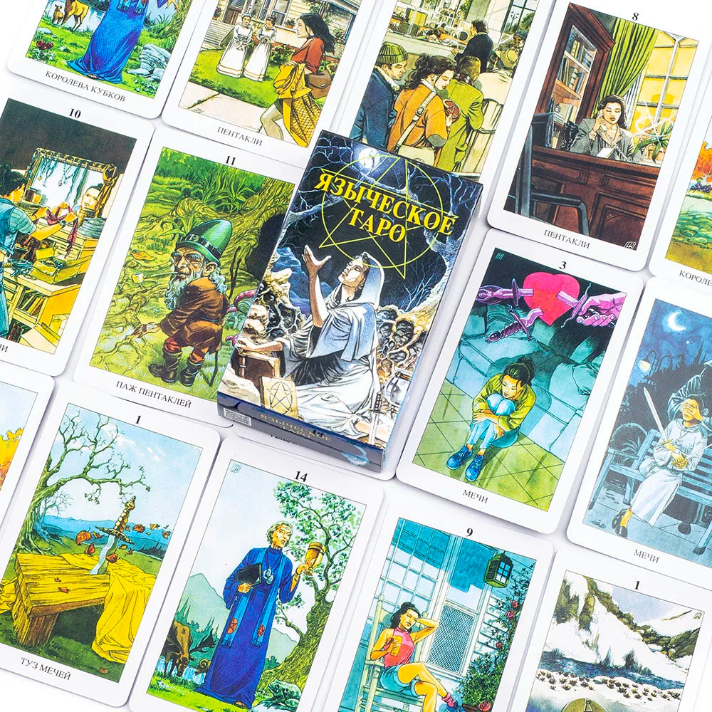 🌿 Russian Pagan Tarot Deck – Intricate 78-Card Set Featuring Mythical and Spiritual Visions for Deep Divination and Social Fun