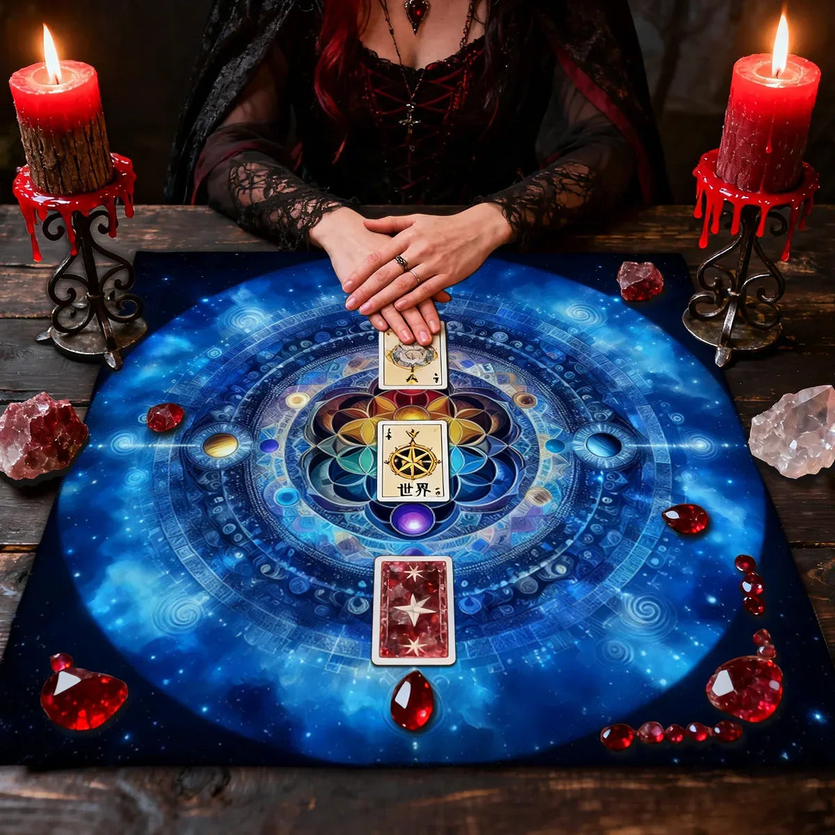 🃏 Elemental Chakra Tarot Tablecloth – Decorated Altar & Ritual Cloth for Tarot Enthusiasts and Astrological Chakra-Themed Decoration