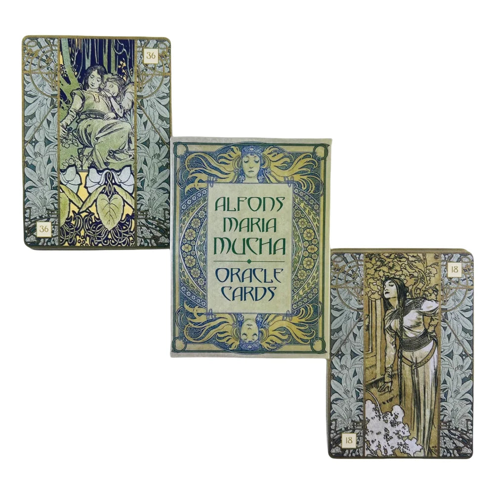 Alfons Maria Mucha Oracle Cards – 36-Card English Edition for Family Gathering Divination and Board Games