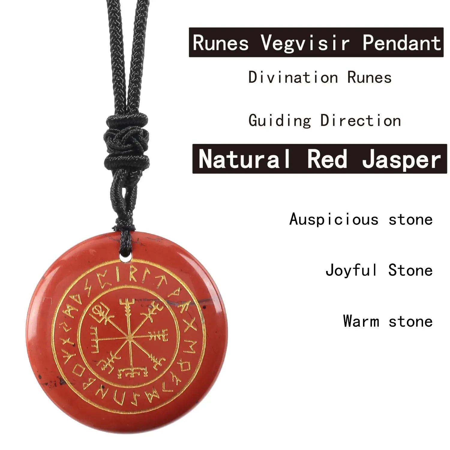 🧭 Natural Crystal Viking Compass Energy Pendant Necklace – Guardian Symbol | Fashion Jewelry for Men & Women Red Jasper