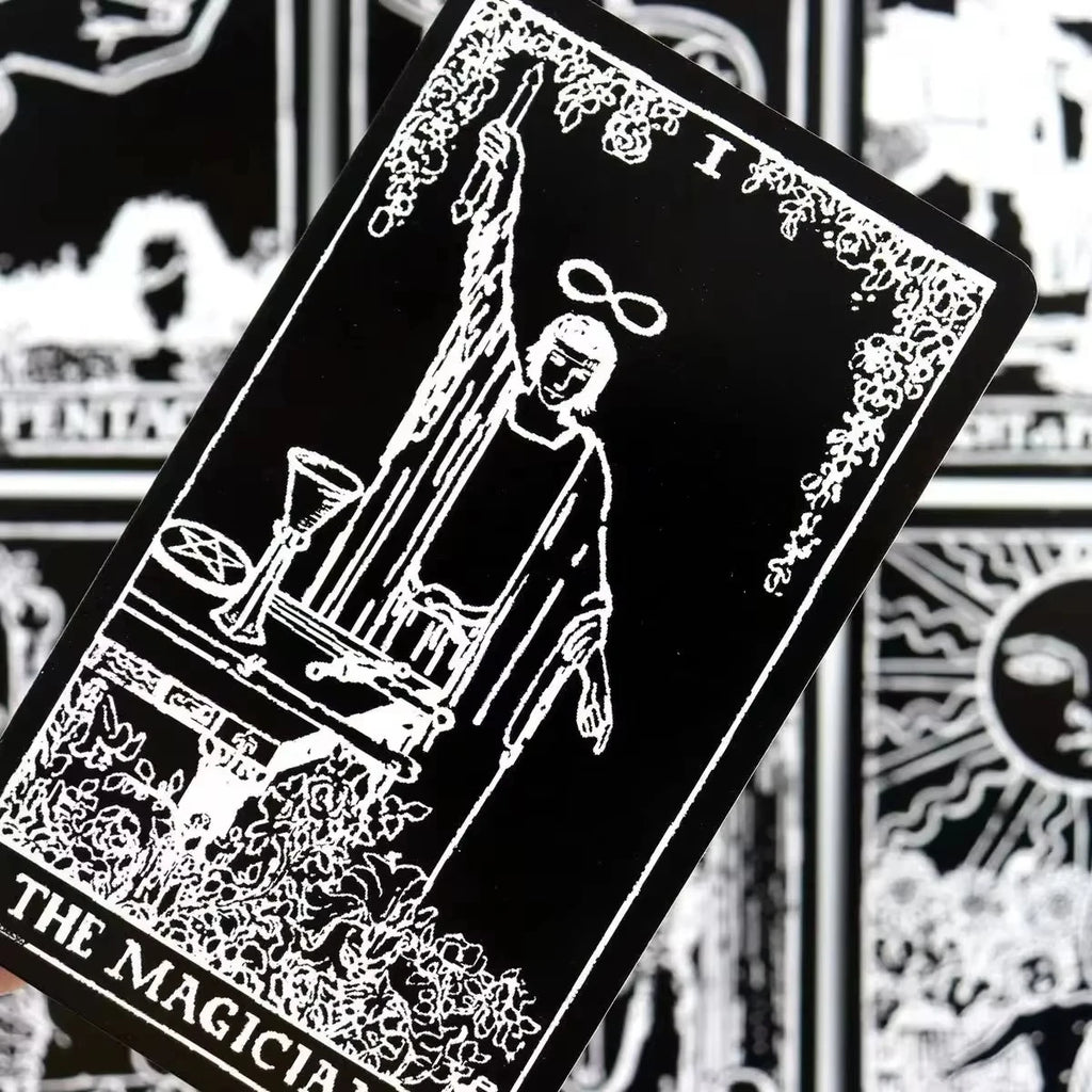 🖤⚪ Black and White Rider Tarot Deck | 78 Cards | Rider-Waite System | Beginner-Friendly Pocket Size Tarot