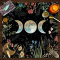 🔮 Moon Phase Garden Tarot Tablecloth – Mystical Triple Moon Altar Cloth for Divination, Witchcraft & Horoscope Rituals W-YLB-1053