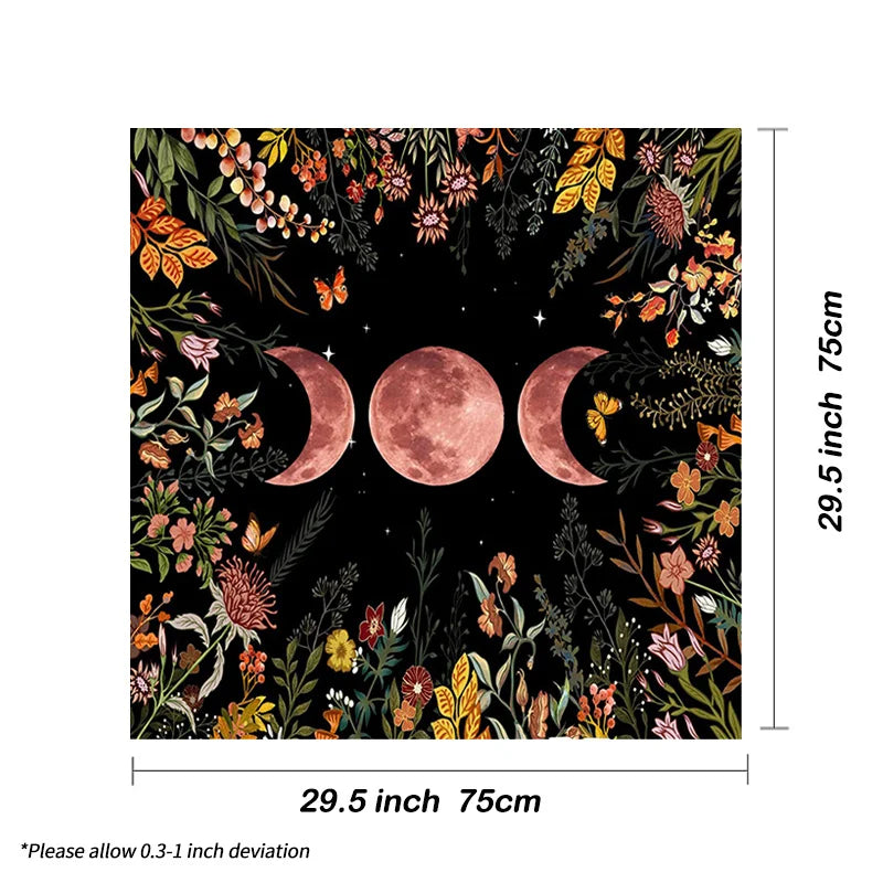🔮 Moon Phase Garden Tarot Tablecloth – Mystical Triple Moon Altar Cloth for Divination, Witchcraft & Horoscope Rituals W-YLB-1052