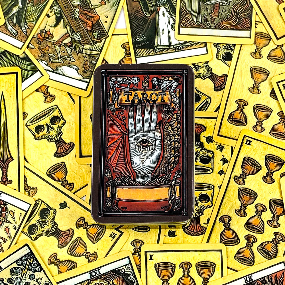 💗 High-Quality Tin Metal Box Tarot Deck – 78 Cards with Gilded Edges & Guidebook