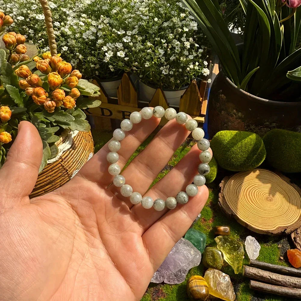 🌑 Mystic Gray Moonstone Bracelet: "Rainbow Light" Edition for Wisdom & Power (Natural Stone)