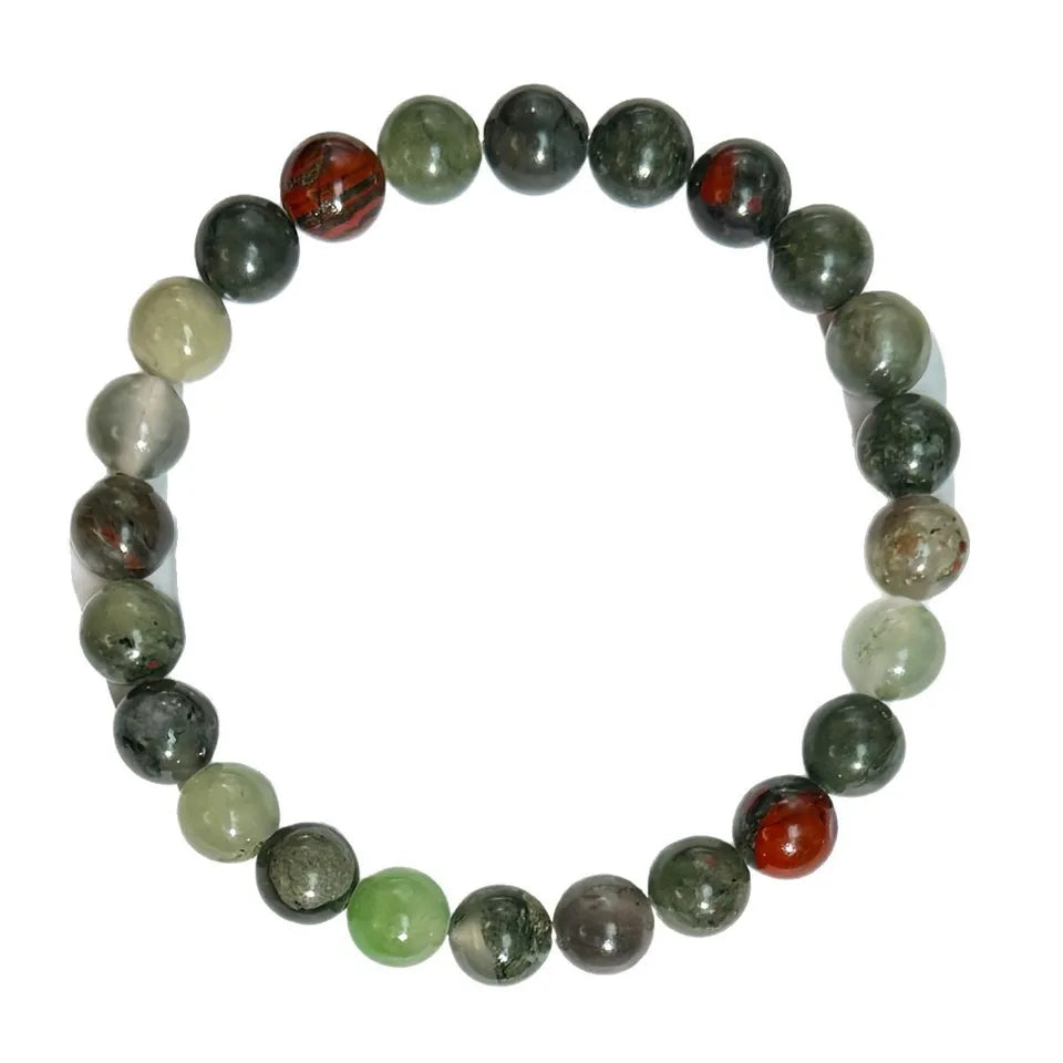 ✨ Bohemian Style Calm Mind Bracelet – African Blood Stone Crystal Jewelry for Men and Women – Daily Wear & Holiday Blessings
