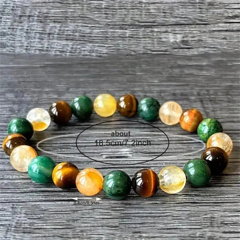 ✨ Real Stone Tiger Eye & Aventurine Cubic Bead Bracelet – Colorful Summer Jewelry – Unisex Hip Hop Style Daily Accessory for Women & Men