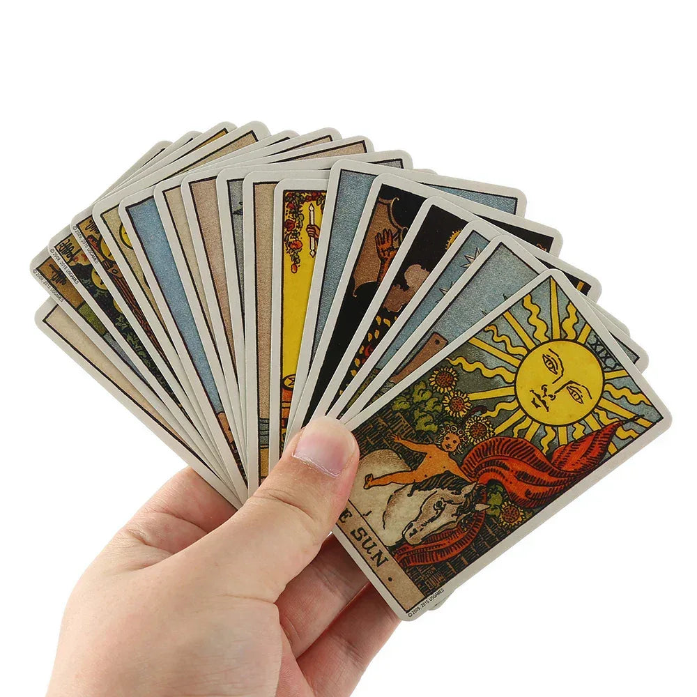 New Hot Tarot Cards – 78-Card Vintage Deck with Green-Plated Edges in Metal Tin Box (10×6 cm) & Paper Manual for Divination Board Games
