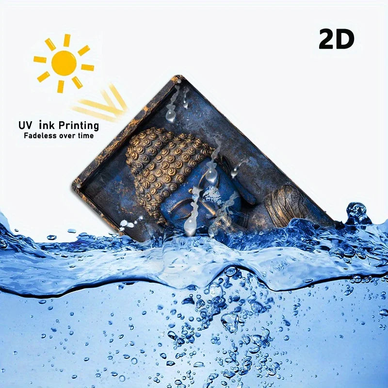 🌟 Blue Buddha Statue with Folded Hands – Vintage Aluminum Sign for Yacht, Living Room & Gym Décor | 8x12 inch | Free Shipping