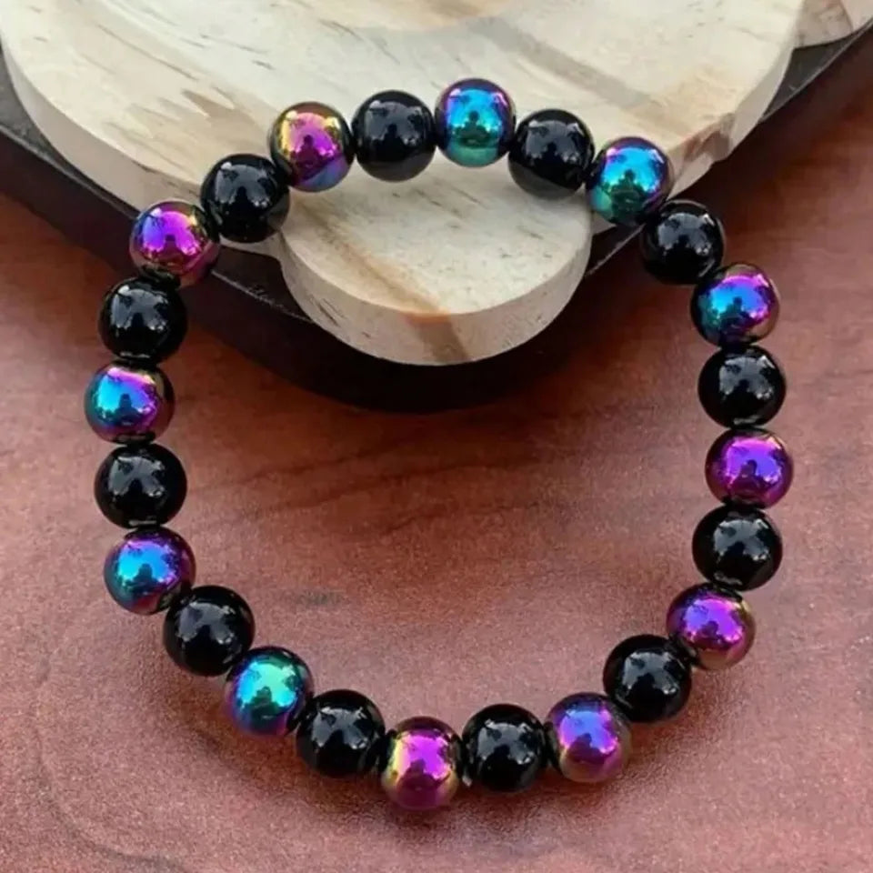 ✨ Natural Stone Energy Bracelet – Unisex Crystal Beaded Stretch Bangle – Adjustable Bead Bracelet Gift for Women & Men