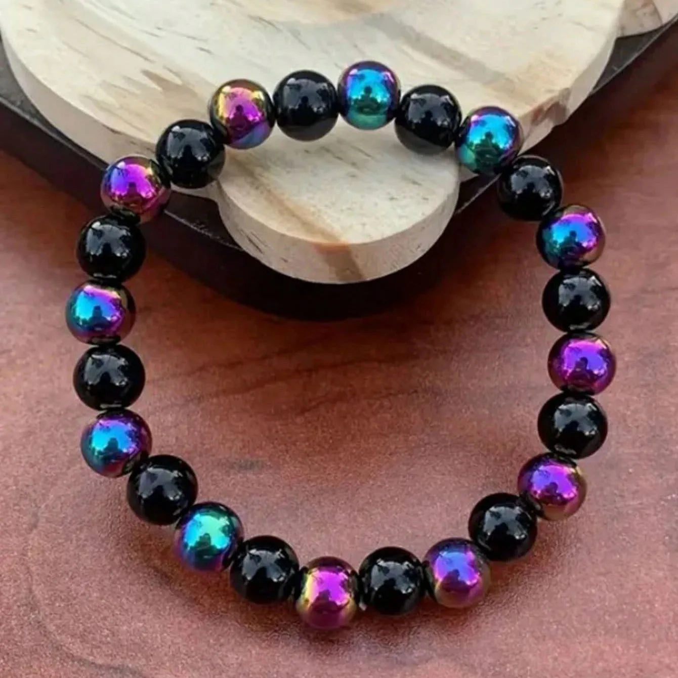 ✨ Natural Stone Energy Bracelet – Unisex Crystal Beaded Stretch Bangle – Adjustable Bead Bracelet Gift for Women & Men